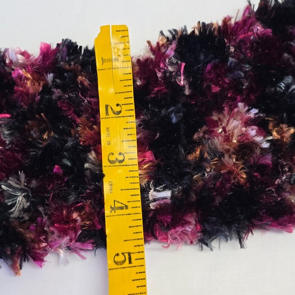 Handmade Knit Scarf Plum Magenta Black Fluffy Yarn Women‎ - Picture 5 of 6
